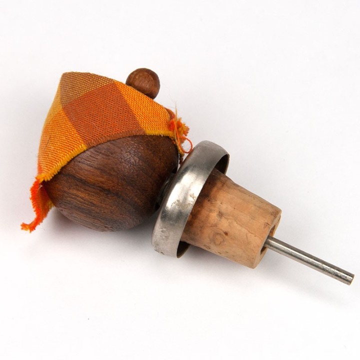 Teak Danish vintage bottle stopper as an old lady