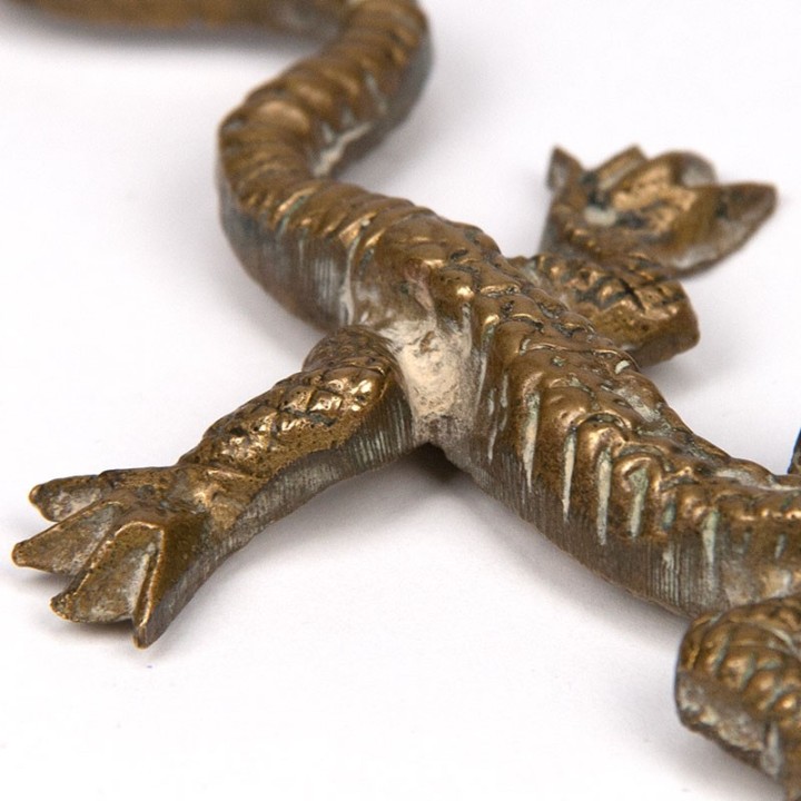 Small brass vintage figurine of a salamander