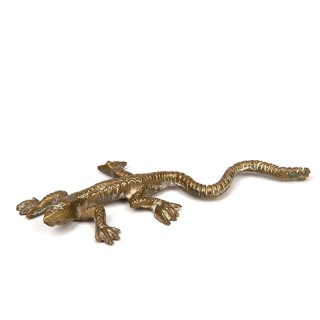 Klein messing vintage beeldje van een salamander