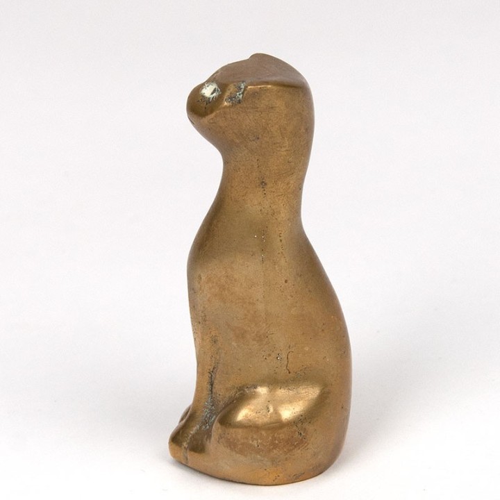 Small vintage brass cat figurine