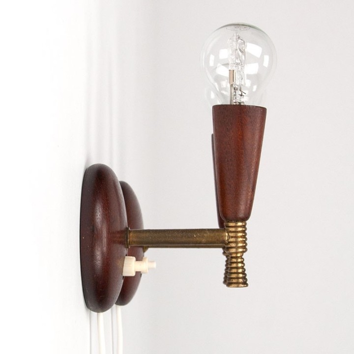 Teak set of 2 Danish vintage wall lamps