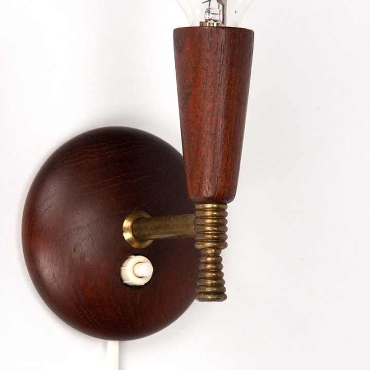 Teakhouten set van 2 Deense vintage wandlampjes