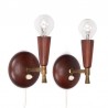 Teak set of 2 Danish vintage wall lamps