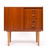 Small model Danish teak vintage cabinet with sliding door and