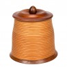 Storage jar with lid, vintage model, in teak and wicker