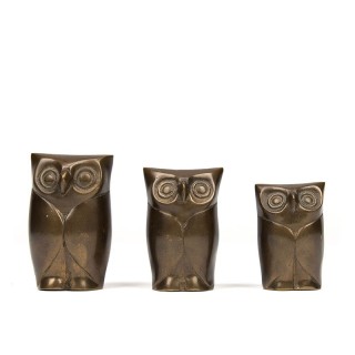 Messing figuurtjes van uiltjes vintage jaren zestig
