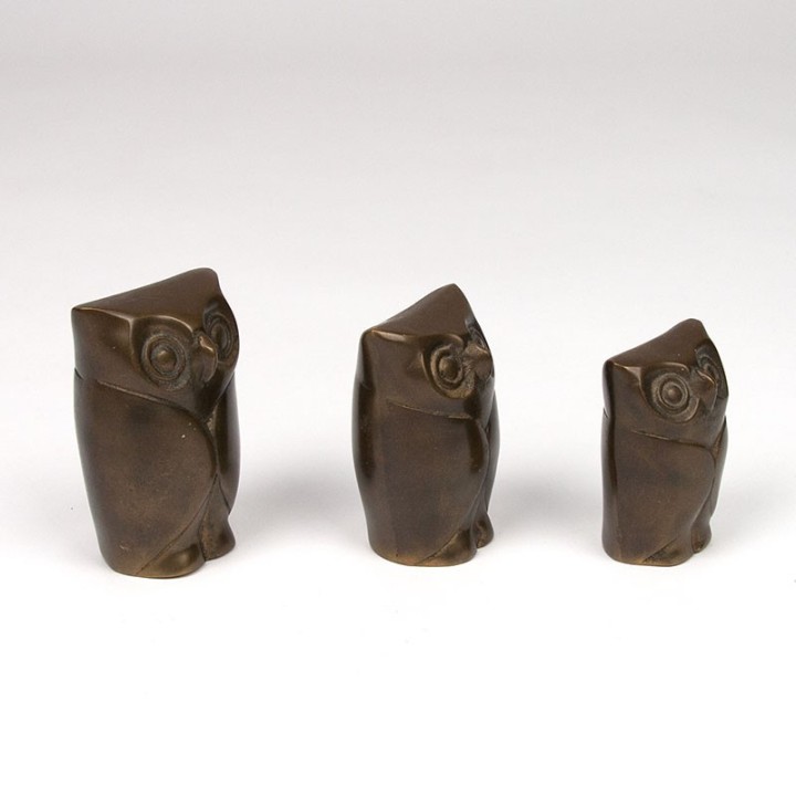 Brass owl figurines vintage sixties