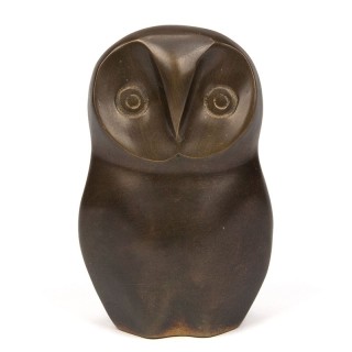 Abstractly designed vintage sculpture of an owl