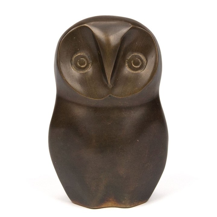 Abstractly designed vintage sculpture of an owl