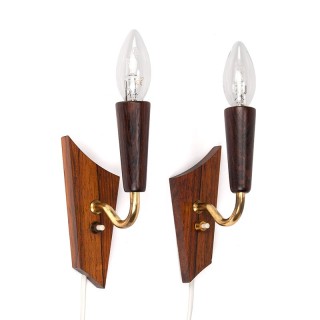 Set Mid-Century palissander wandlampen van Laoni-Belysning