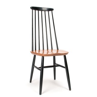 Vintage Mid-century spijlen stoel met hoge rug