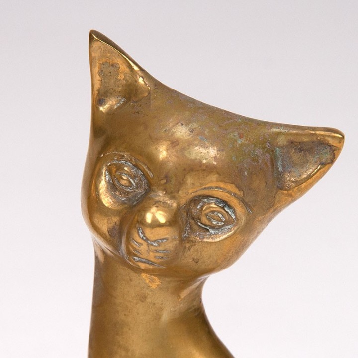 Set of vintage brass figurines of 2 cats