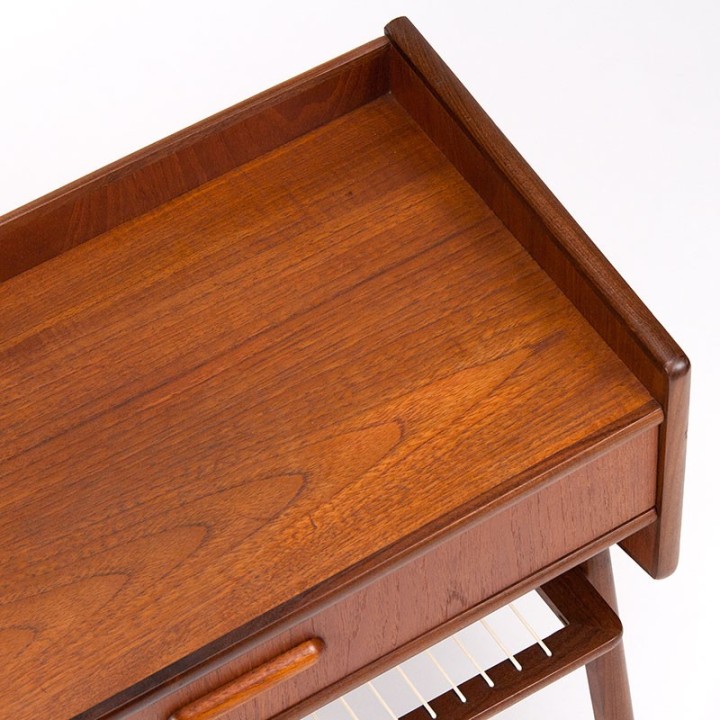 Teakhouten vintage Mid-Century kleine kast met lade