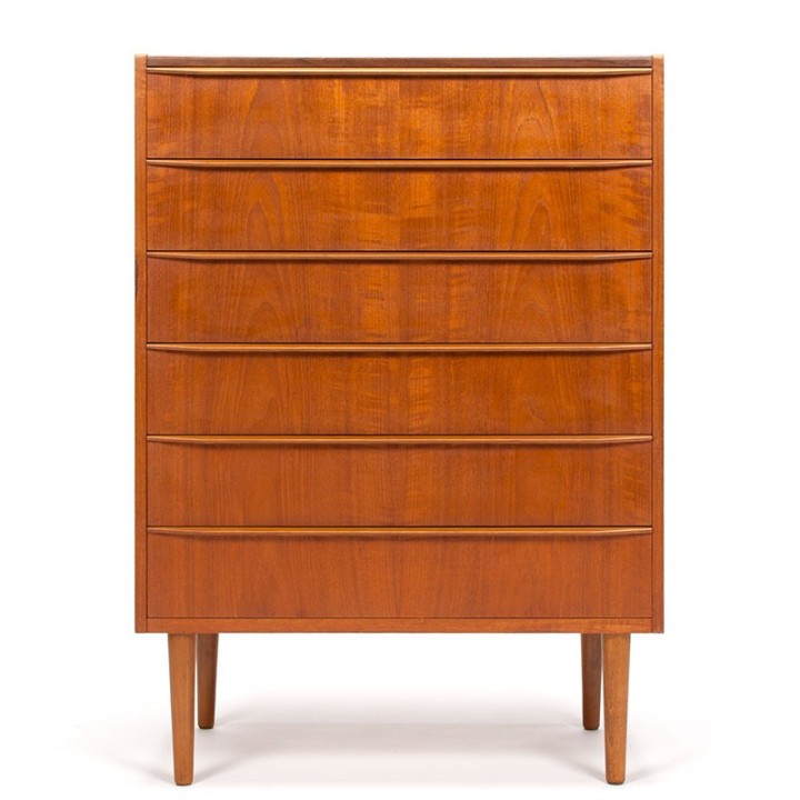 Mid-Century teak Danish vintage chest of drawers with long