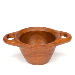 Teak vintage serving bowl with handles