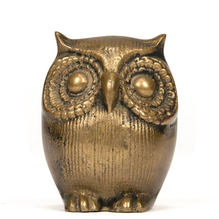 Vintage small brass statue of an owl