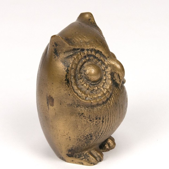 Vintage small brass statue of an owl