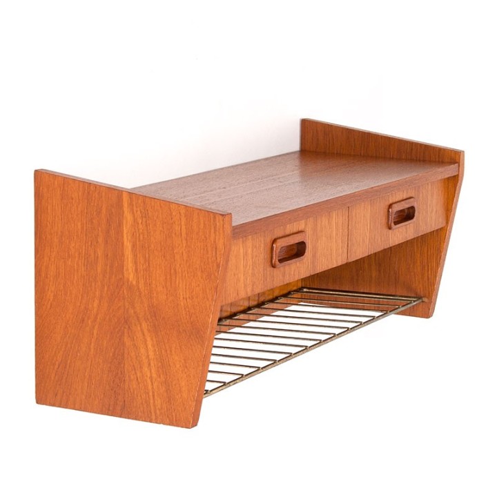 Wandkastje vintage model in teak met 2 lades