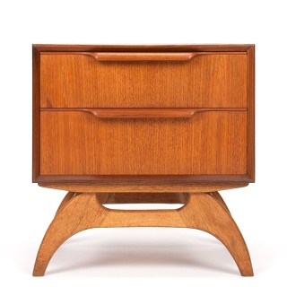 Danish vintage teak cabinet with 2 drawers on oak frame
