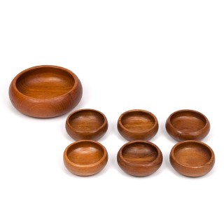 Teakhouten Mid-Century vintage pinda set