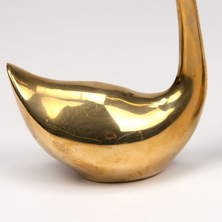Mid-Century vintage set of 2 brass swans