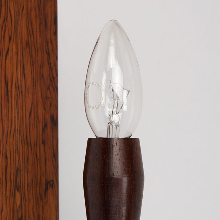 Palissanderhouten Deense vintage wandlamp E.S. Horn