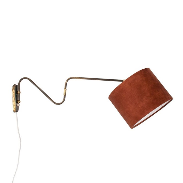 Deense vintage jaren vijftig wandlamp met messing armatuur