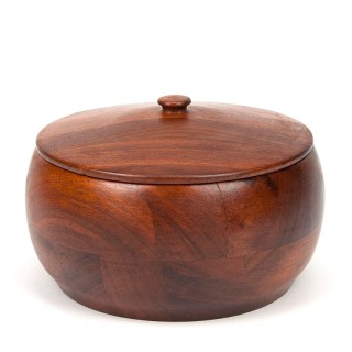 Opbergpot met deksel Mid-Century vintage in teak