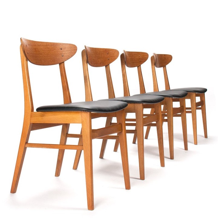 Mid-Century Farstrup 210 set van 4 Deense vintage stoelen