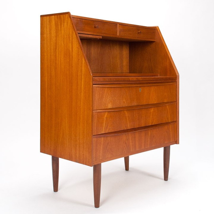 Mid-Century Deense vintage secretaire uitschuifbaar werkblad