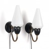 Set of Danish vintage wall lamps with opaline glass