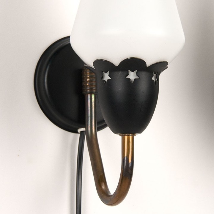 Set of Danish vintage wall lamps with opaline glass