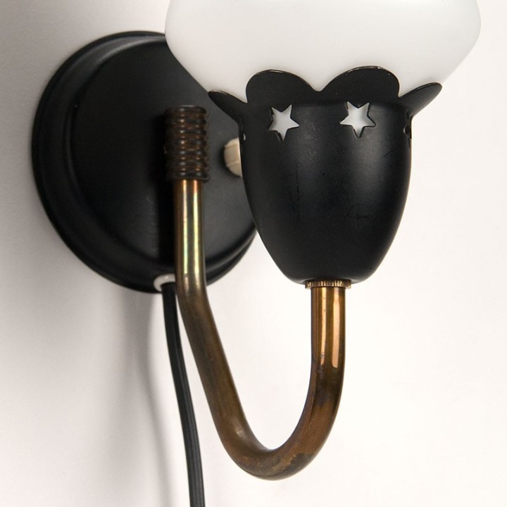 Set of Danish vintage wall lamps with opaline glass