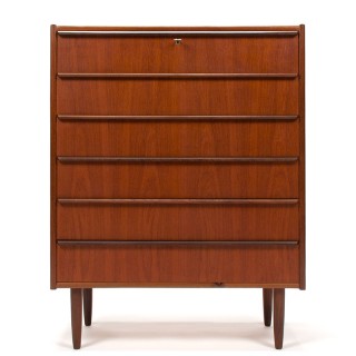Mid-Century Danish vintage tallboy chest in teak