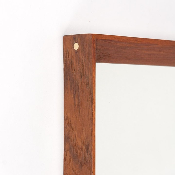 Mid-Century Deense vintage spiegel met klein messing detail