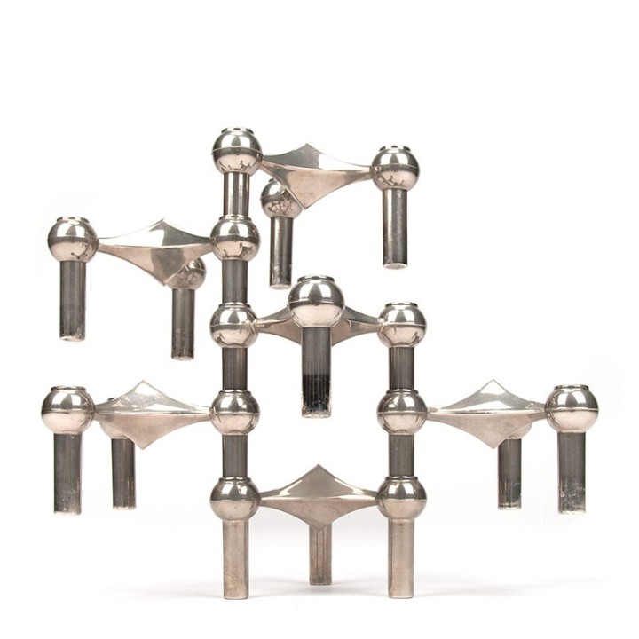 Set van 6 Nagel en Stoffi Mid-Century vintage kandelaars