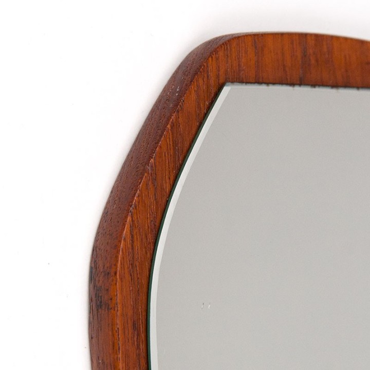 Mid-Century Deense vintage teakhouten handspiegel