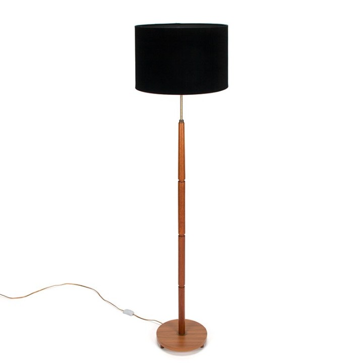 Mid-Century Moderne vintage Deense teakhouten vloerlamp