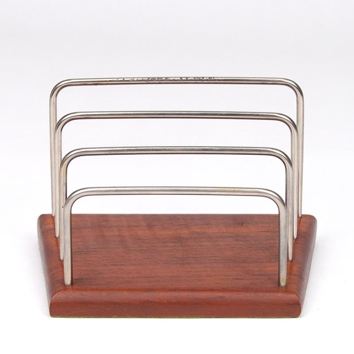 Teak met chromen vintage Deense briefhouder