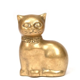 Messing beeldje van een kat vintage jaren zestig