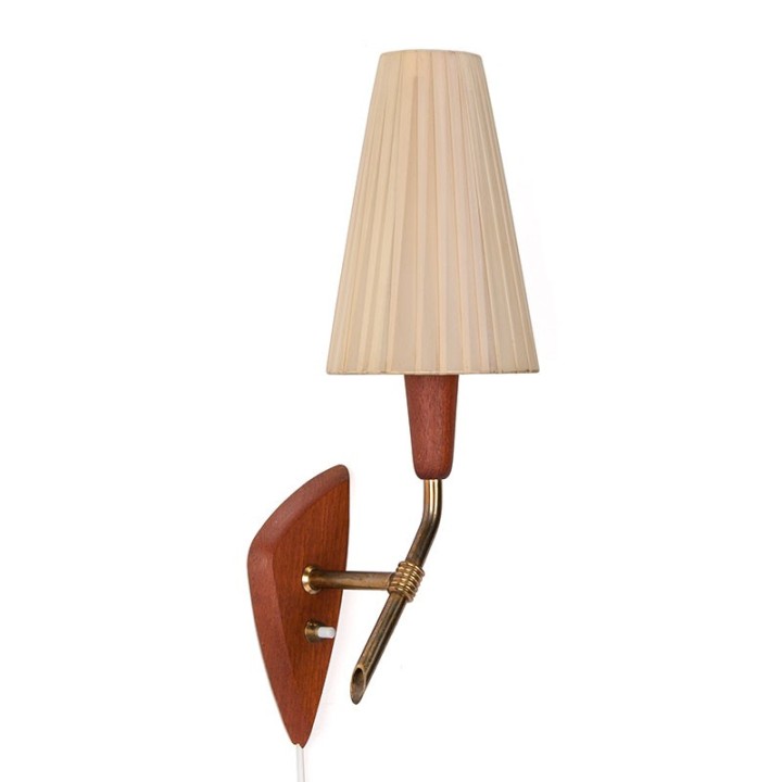 Deens wandlampje met klemkapje vintage jaren 50