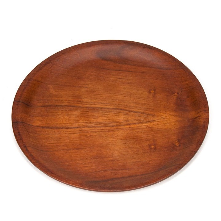 Round Danish vintage tray in teak