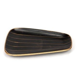 Strehla bowl vintage ceramic black with gold-colored detail