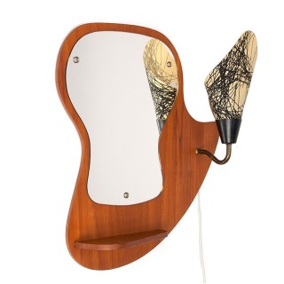 Mid-Century Danish organically shaped mirror with light