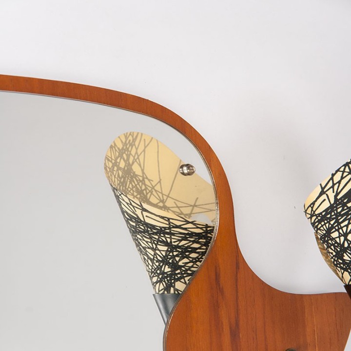 Mid-Century Danish organically shaped mirror with light