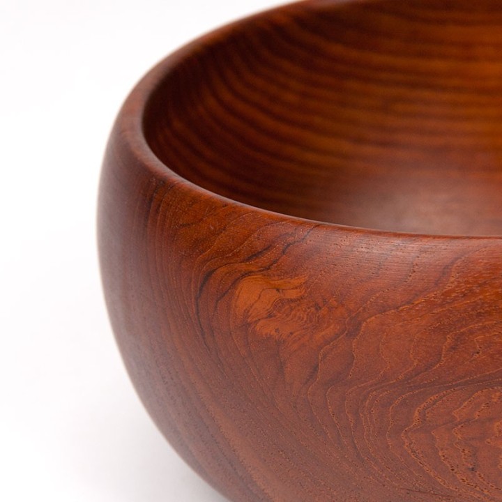 Mid-Century Deense vintage ronde serveerschaal in teak