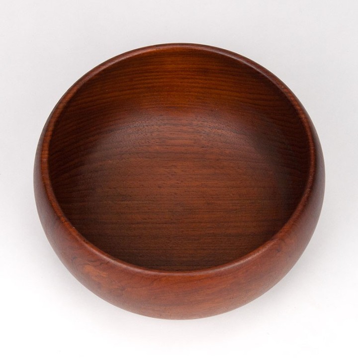 Mid-Century Deense vintage ronde serveerschaal in teak