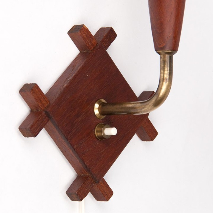 Deense teakhouten vintage set van 2 wandlampen