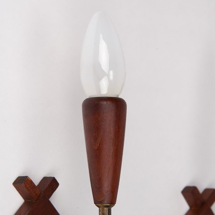 Danish teak vintage set of 2 wall lamps