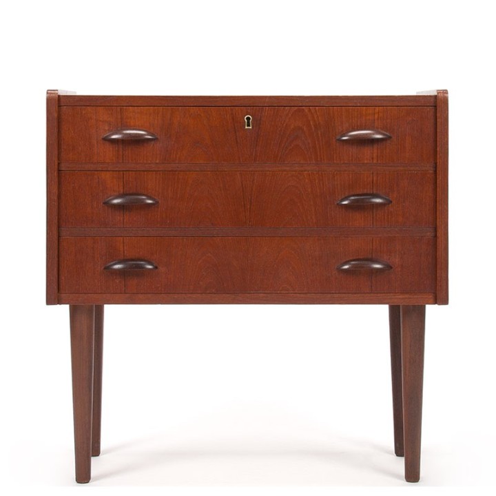 Mid-Century Deense ladekast met 3 lades in teak
